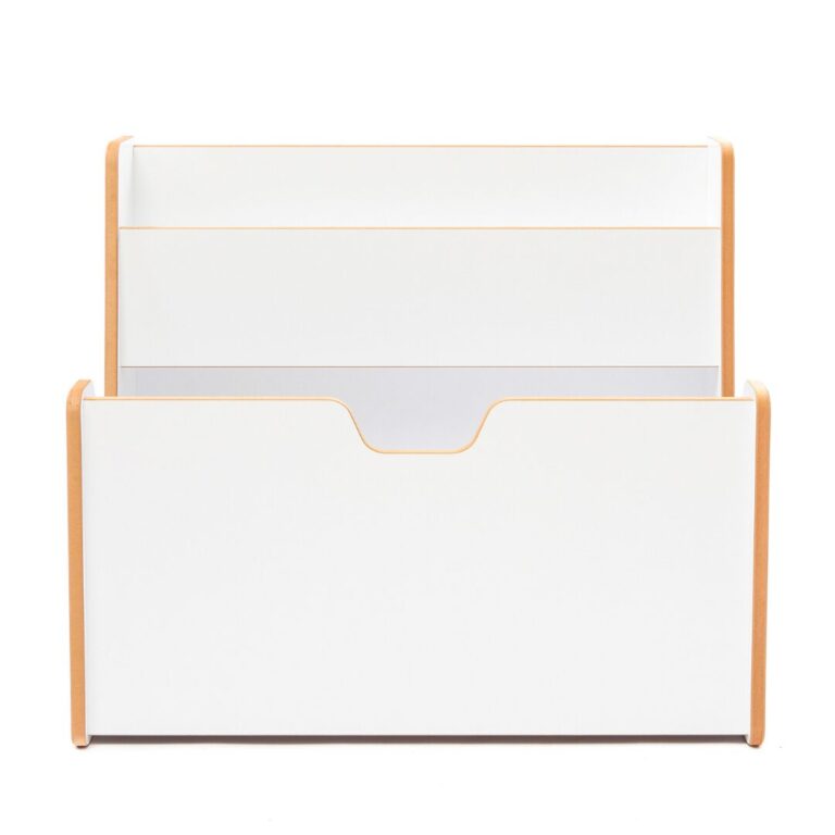 2-in-1 witte speelgoedkist en boekenrek | Montessori meubel met boeksteunen en grepen - galeriefoto 1 | Cozy Collections