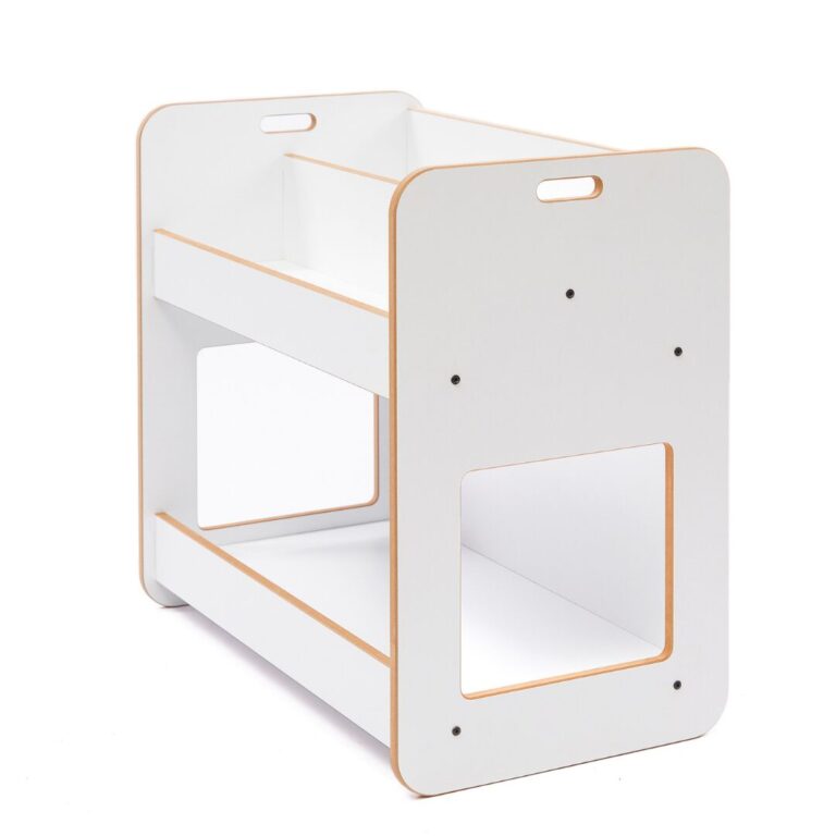 Dove boekenrek met 2 niveaus in wit | Scandinavisch design met draaggrepen - galeriefoto 2 | Cozy Collections