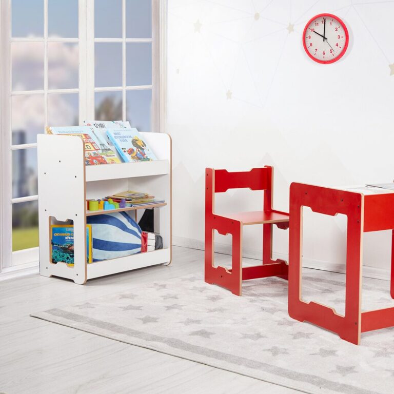 Seagull boekenrek met 3 niveaus in wit | Scandinavisch design voor 4-6 jaar - productafbeelding | Cozy Collections