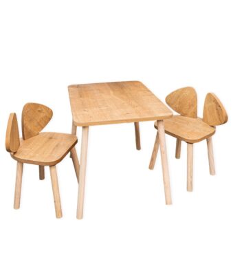 Tafelset met 2 stoeltjes met hondenoren van natuurhout | Design Puppy - productafbeelding | Cozy Collections