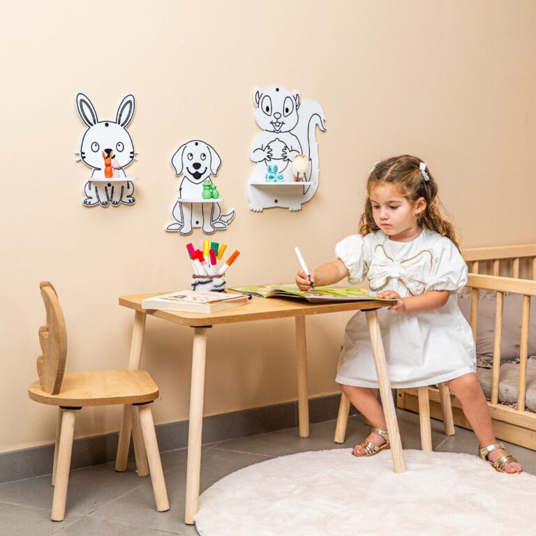Kinderwandrek met 3 schattige dieren van natuurhout | Haas, hond en eekhoorn - galeriefoto 2 | Cozy Collections