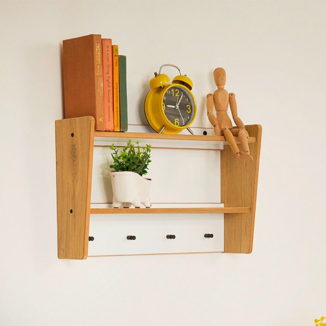 Product archive layout - Inhaltsbild 21 Kinderwandrek met haken | Montessori Crane van natuurhout en wit - productafbeelding | Cozy Collections