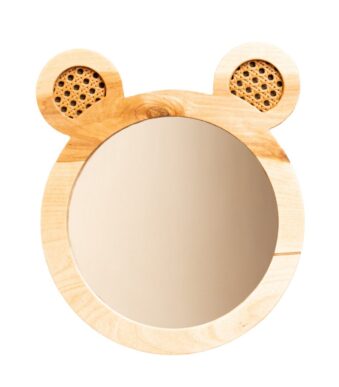 Decoratieve wandspiegel beer van natuurhout voor de kinderkamer - productafbeelding | Cozy Collections