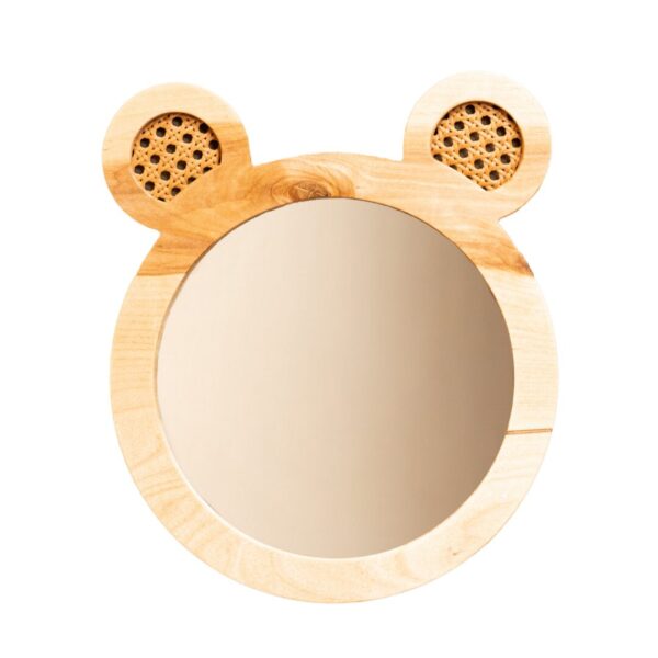 Decoratieve wandspiegel beer van natuurhout voor de kinderkamer - productafbeelding | Cozy Collections