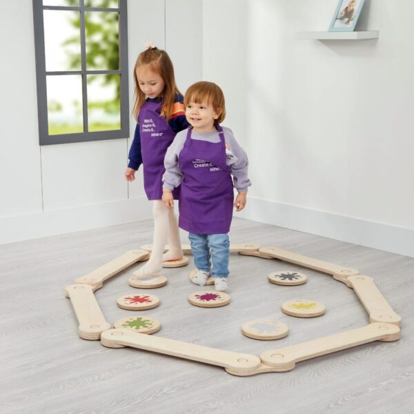 Modulaire evenwichtsbalk van natuurhout | 6-delige Montessori-set voor motoriek, 2-8 jaar - productafbeelding | Cozy Collections