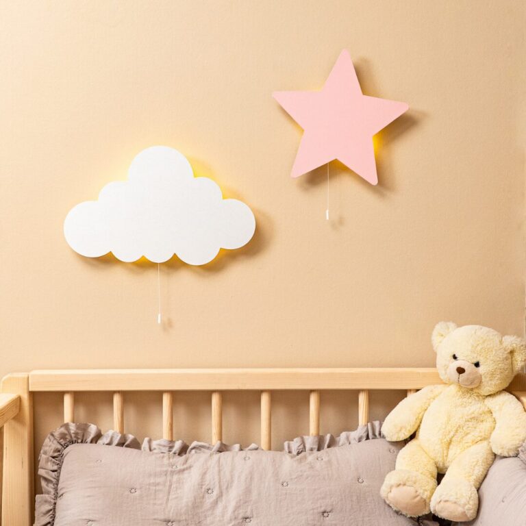 LED-wandlamp ster roze van natuurhout | Decoratieve kinderlamp - galeriefoto 3 | Cozy Collections