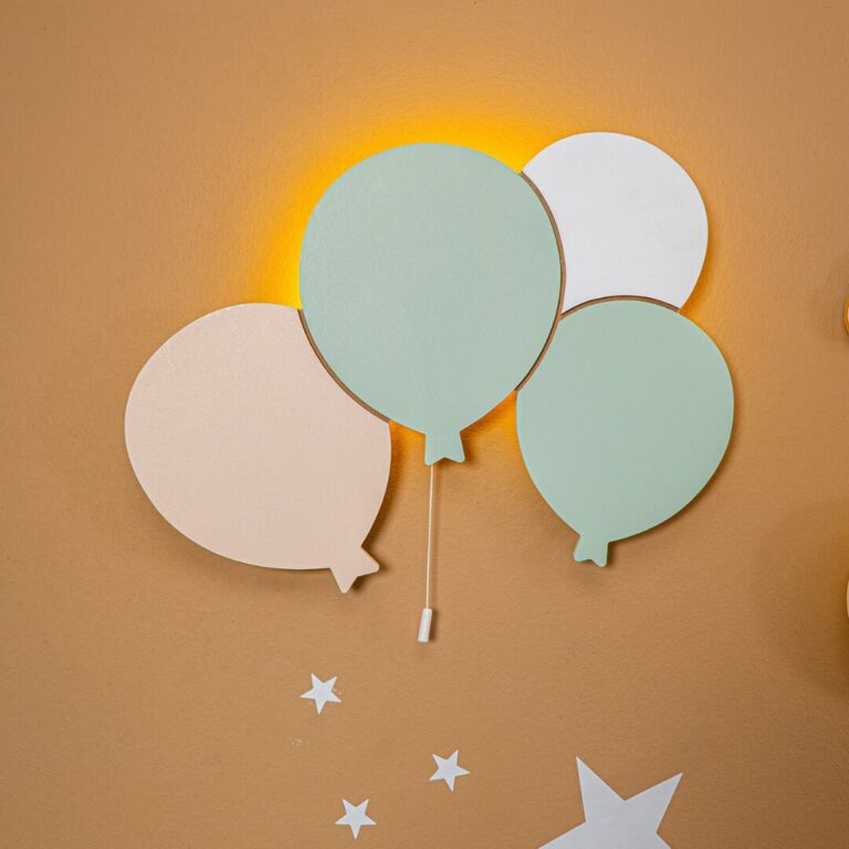 Handgeschilderde ballonnen LED-wandnachtlamp van hout | Houten LED nachtlamp