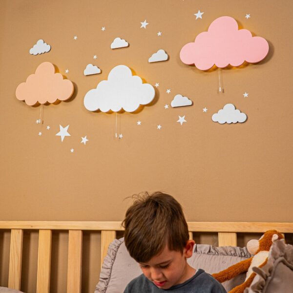 Gepersonaliseerde wolk LED-wandnachtlamp met naam | Houten LED nachtlamp