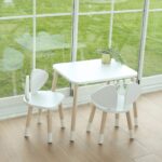 Tafelset met 2 stoeltjes met hondenoren van wit en natuurhout | Design Puppy - Afbeelding 3