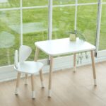 Tafelset met 2 stoeltjes met hondenoren van wit en natuurhout | Design Puppy - Afbeelding 4
