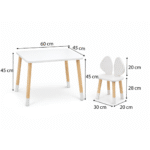 Tafelset met 2 stoeltjes met hondenoren van wit en natuurhout | Design Puppy - Afbeelding 5