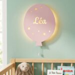 Gepersonaliseerde ballon wandnachtlamp met naam | Houten LED nachtlamp