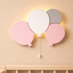 Handgeschilderde ballonnen LED-wandnachtlamp van hout | Houten LED nachtlamp
