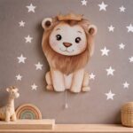 Wandnachtlamp leeuw met kroon LED | Houten LED nachtlamp