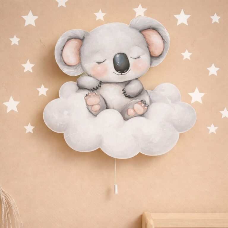 Wandnachtlamp koala slapend op wolk | Houten LED nachtlamp