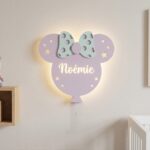 Gepersonaliseerde strik wandnachtlamp met naam LED hout | Houten LED nachtlamp