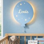 Gepersonaliseerde ballon wandnachtlamp met naam | Houten LED nachtlamp