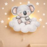 Wandnachtlamp koala slapend op wolk | Houten LED nachtlamp