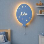 Gepersonaliseerde ballon wandnachtlamp met naam | Houten LED nachtlamp