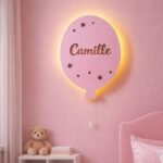 Gepersonaliseerde ballon wandnachtlamp met naam | Houten LED nachtlamp