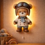 LED-wandnachtlamp vliegeniersbeer | Houten LED nachtlamp