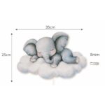 Wandnachtlamp olifant slapend op wolk | Houten LED nachtlamp