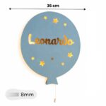 Gepersonaliseerde ballon wandnachtlamp met naam | Houten LED nachtlamp