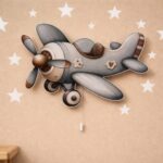 Vintage vliegtuig LED-wandnachtlamp | Houten LED nachtlamp