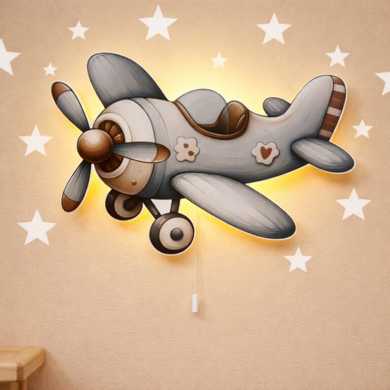 Vintage vliegtuig LED-wandnachtlamp | Houten LED nachtlamp