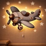 Vintage vliegtuig LED-wandnachtlamp | Houten LED nachtlamp