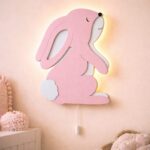 Hangoor konijn LED-wandnachtlamp van meerlaags hout | Houten LED nachtlamp