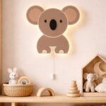Koala LED-wandnachtlamp van meerlaags hout | Houten LED nachtlamp