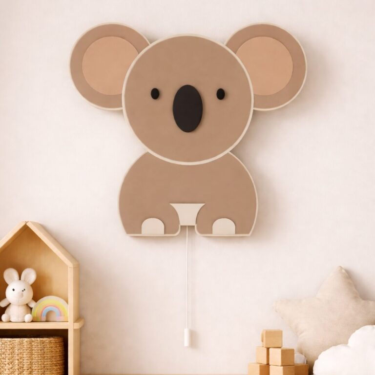Koala LED-wandnachtlamp van meerlaags hout | Houten LED nachtlamp
