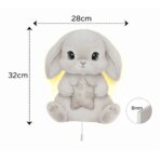 Grijs konijn met ster LED-wandnachtlamp | Houten LED nachtlamp