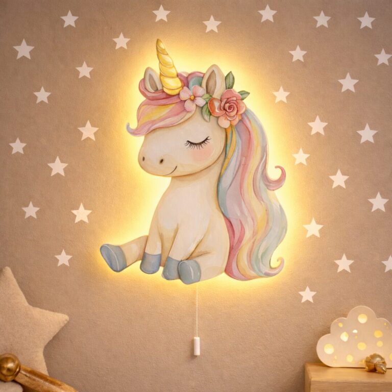 Kawaii eenhoorn LED-wandnachtlamp | Houten LED nachtlamp