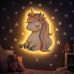 Kawaii eenhoorn LED-wandnachtlamp | Houten LED nachtlamp