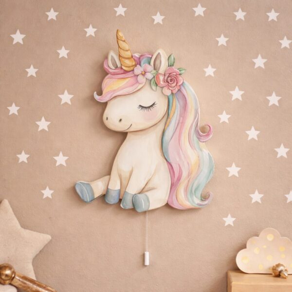 Kawaii eenhoorn LED-wandnachtlamp | Houten LED nachtlamp