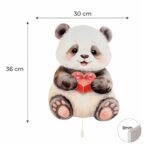 Kawaii panda met hart LED-wandnachtlamp | Houten LED nachtlamp