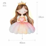 Prinses kroon en hart LED-wandnachtlamp | Houten LED nachtlamp