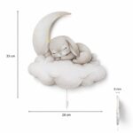 Slapend konijn op maan en wolk LED-wandnachtlamp | Houten LED nachtlamp