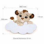 Gepersonaliseerde leeuwenwelp op wolk LED-wandnachtlamp | Houten LED nachtlamp