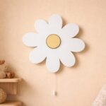 Madeliefje LED-wandnachtlamp van hout | Houten LED nachtlamp