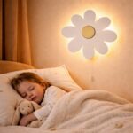 Madeliefje LED-wandnachtlamp van hout | Houten LED nachtlamp