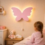 Houten vlinder silhouet LED-wandnachtlamp | Houten LED nachtlamp