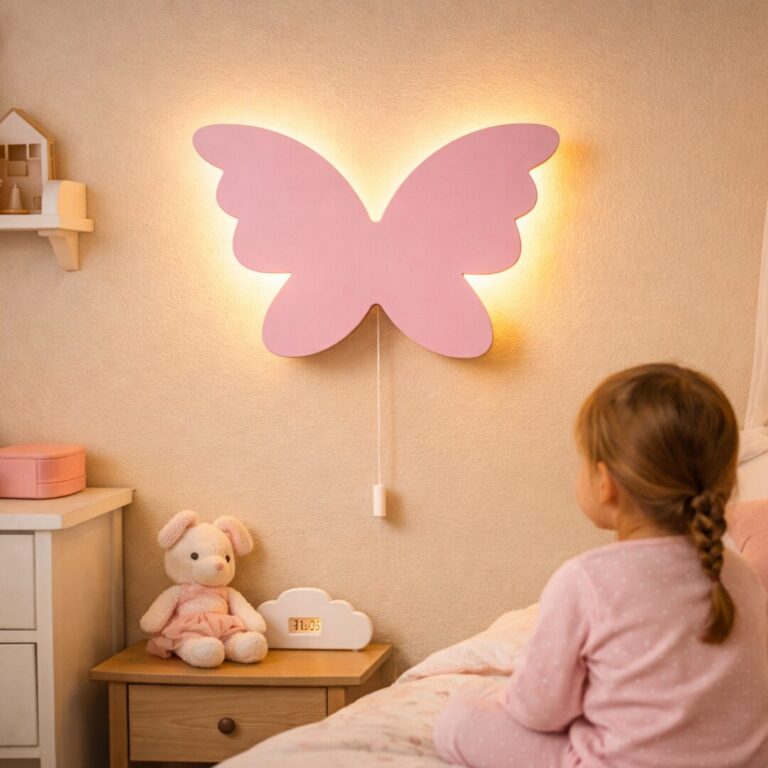 Houten vlinder silhouet LED-wandnachtlamp | Houten LED nachtlamp
