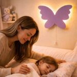 Houten vlinder silhouet LED-wandnachtlamp | Houten LED nachtlamp