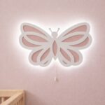 Vlinder LED-wandnachtlamp van hout 2 lagen | Houten LED nachtlamp