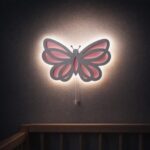Vlinder LED-wandnachtlamp van hout 2 lagen | Houten LED nachtlamp