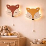 Vos LED-wandnachtlamp van hout | Houten LED nachtlamp