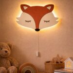 Vos LED-wandnachtlamp van hout | Houten LED nachtlamp